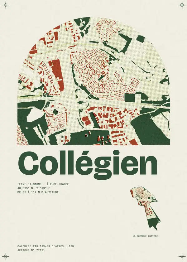 Affiche de Collégien, calculée par 123-fr d'après l'IGN