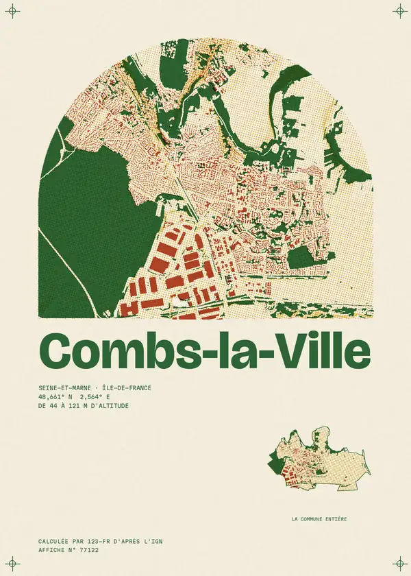 Affiche de Combs-la-Ville, calculée par 123-fr d'après l'IGN