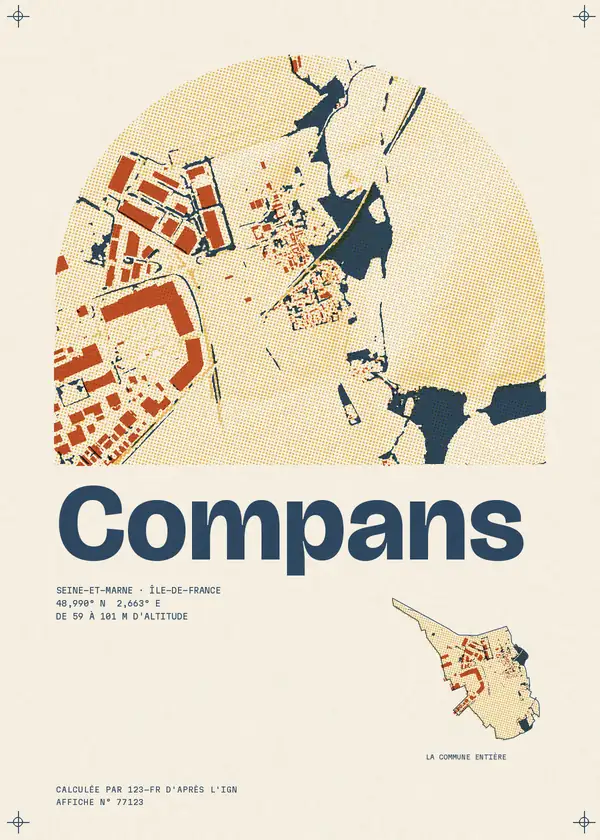 Affiche de Compans, calculée par 123-fr d'après l'IGN