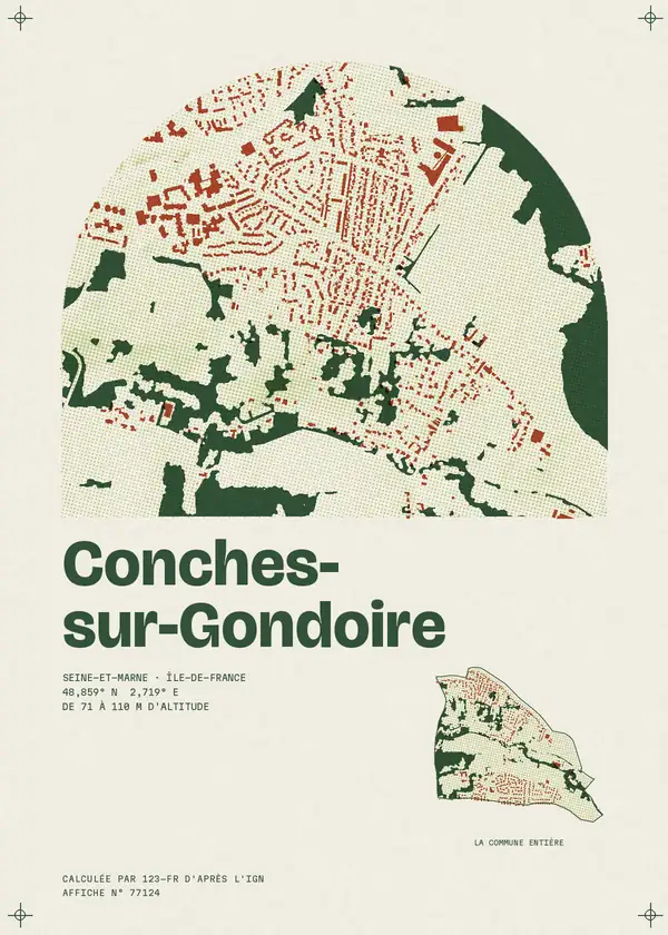Affiche de Conches-sur-Gondoire, calculée par 123-fr d'après l'IGN