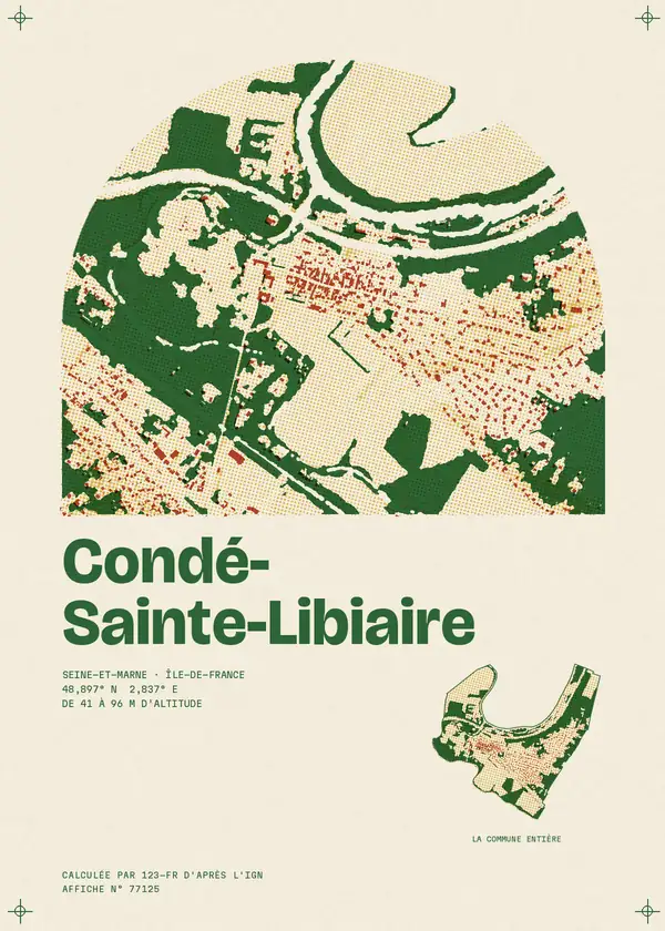 Affiche de Condé-Sainte-Libiaire, calculée par 123-fr d'après l'IGN