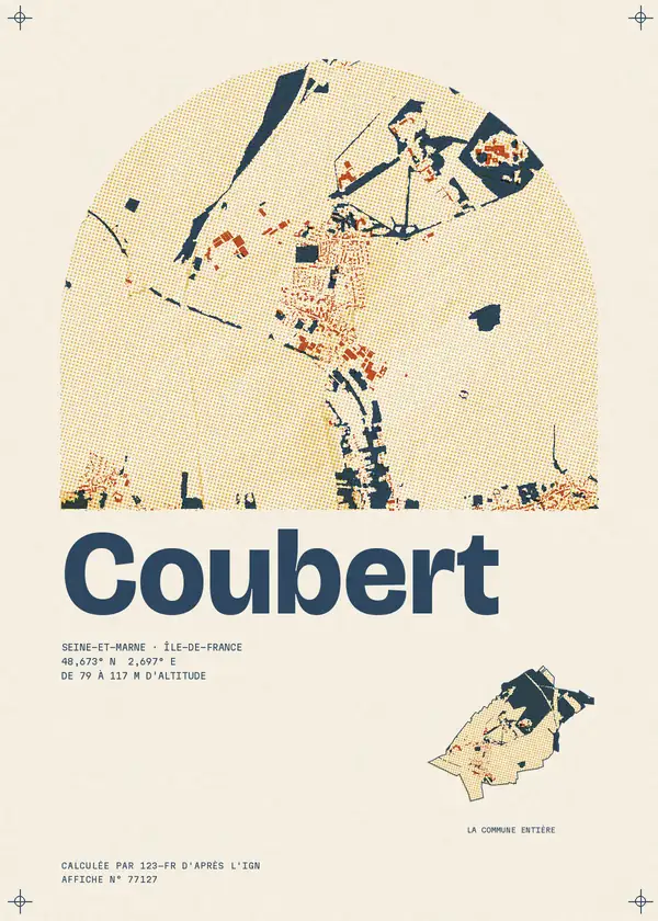 Affiche de Coubert, calculée par 123-fr d'après l'IGN