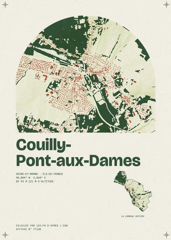 Affiche de Couilly-Pont-aux-Dames, calculée par 123-fr d'après l'IGN