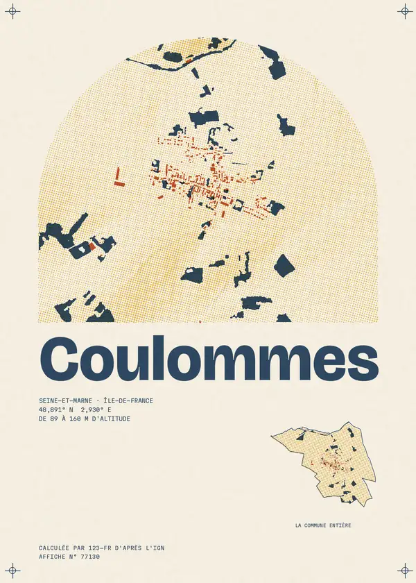 Affiche de Coulommes, calculée par 123-fr d'après l'IGN