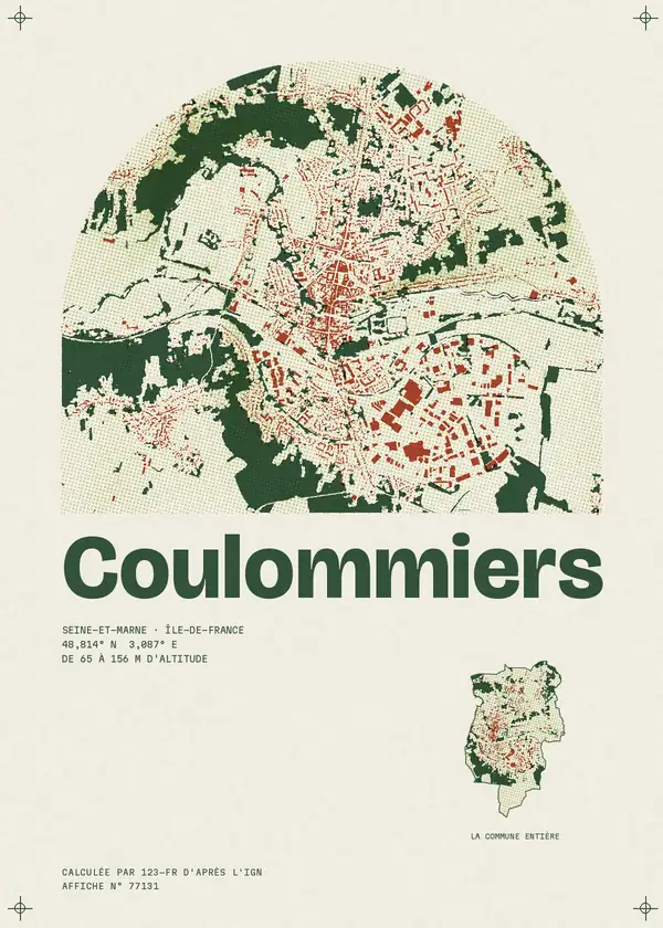 Affiche de Coulommiers, calculée par 123-fr d'après l'IGN