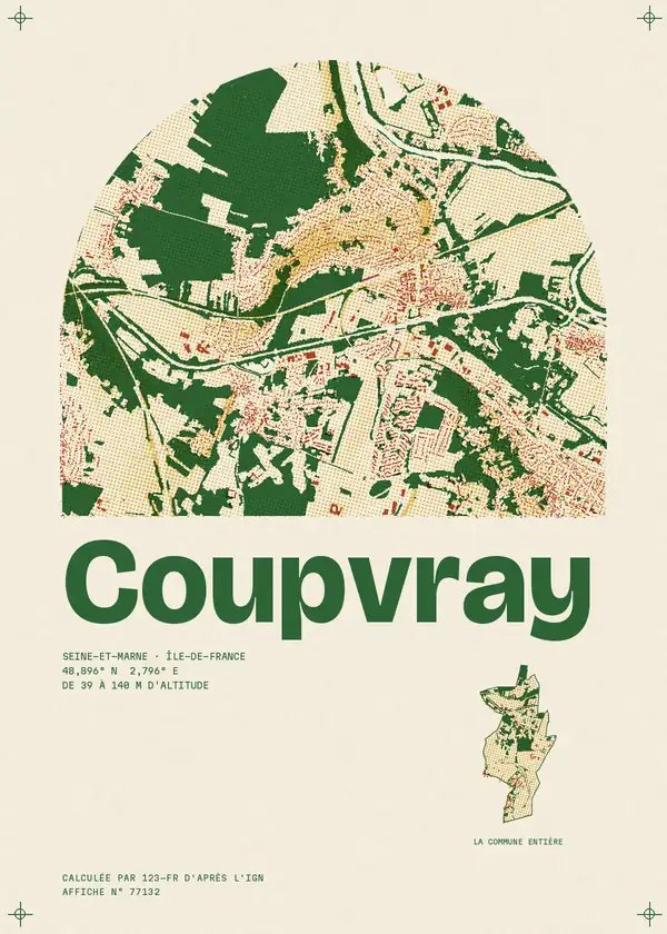 Affiche de Coupvray, calculée par 123-fr d'après l'IGN