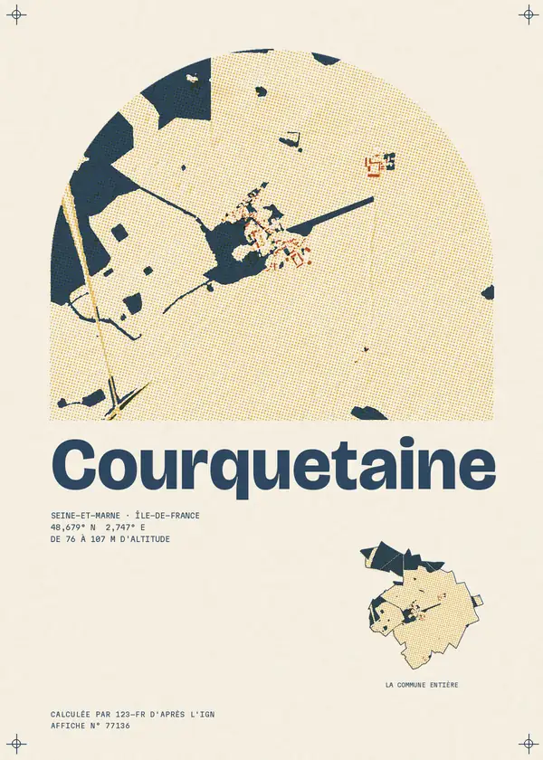 Affiche de Courquetaine, calculée par 123-fr d'après l'IGN