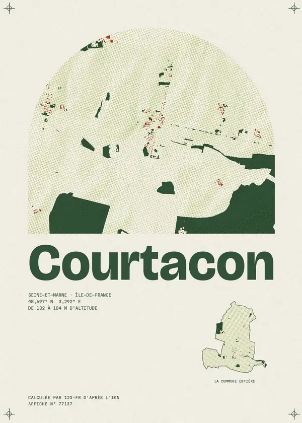 Affiche de Courtacon, calculée par 123-fr d'après l'IGN