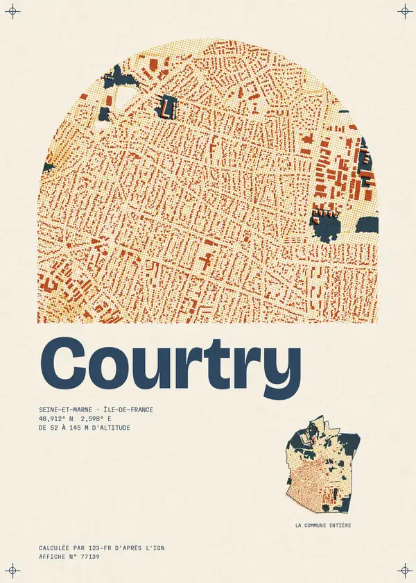 Affiche de Courtry, calculée par 123-fr d'après l'IGN