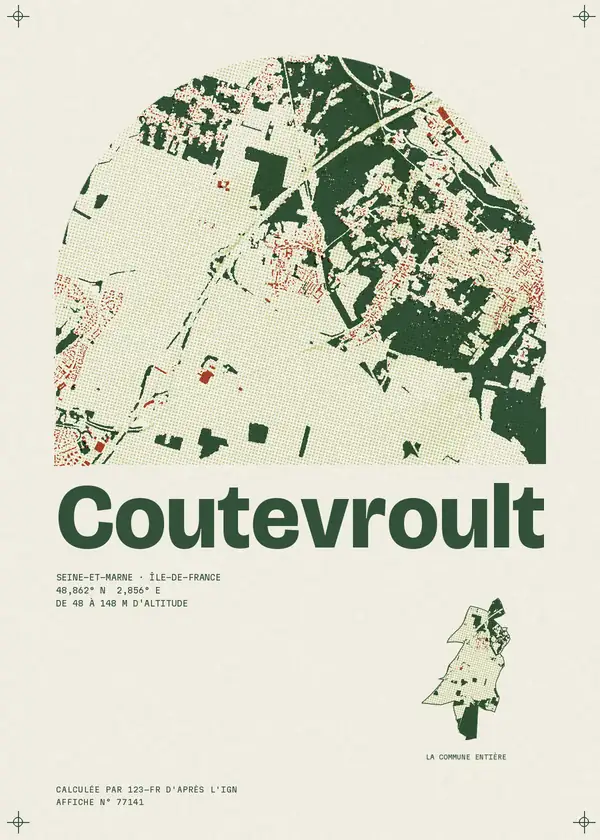 Affiche de Coutevroult, calculée par 123-fr d'après l'IGN