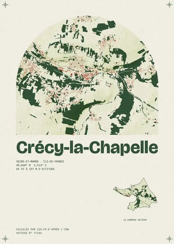 Affiche de Crécy-la-Chapelle, calculée par 123-fr d'après l'IGN