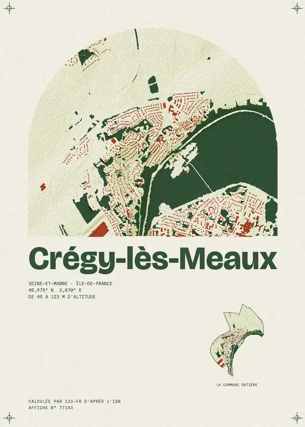 Affiche de Crégy-lès-Meaux, calculée par 123-fr d'après l'IGN