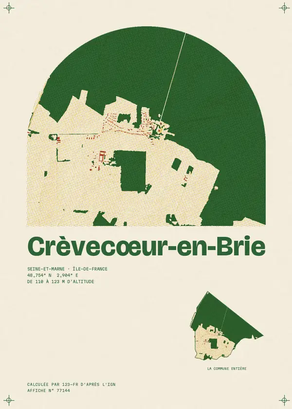Affiche de Crèvecœur-en-Brie, calculée par 123-fr d'après l'IGN