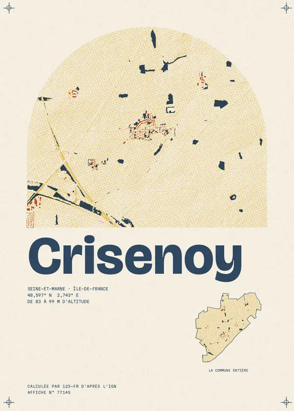 Affiche de Crisenoy, calculée par 123-fr d'après l'IGN