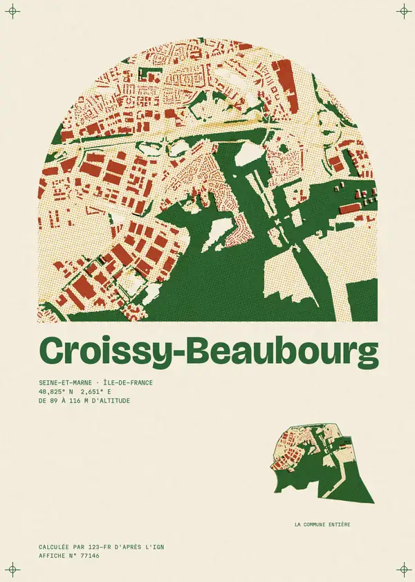 Affiche de Croissy-Beaubourg, calculée par 123-fr d'après l'IGN
