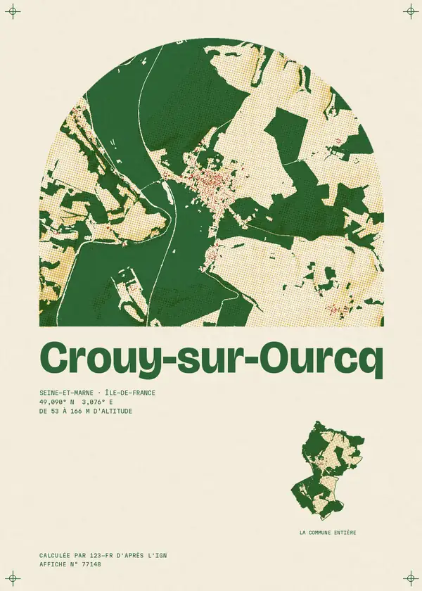 Affiche de Crouy-sur-Ourcq, calculée par 123-fr d'après l'IGN