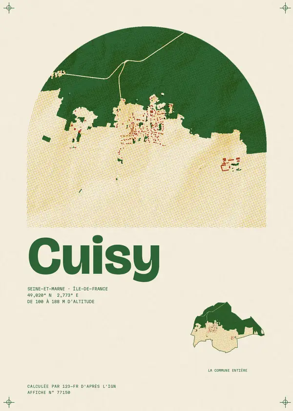 Affiche de Cuisy, calculée par 123-fr d'après l'IGN