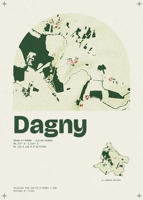 Affiche de Dagny, calculée par 123-fr d'après l'IGN