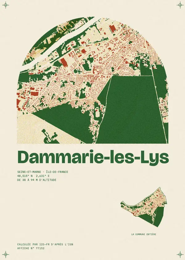 Affiche de Dammarie-les-Lys, calculée par 123-fr d'après l'IGN