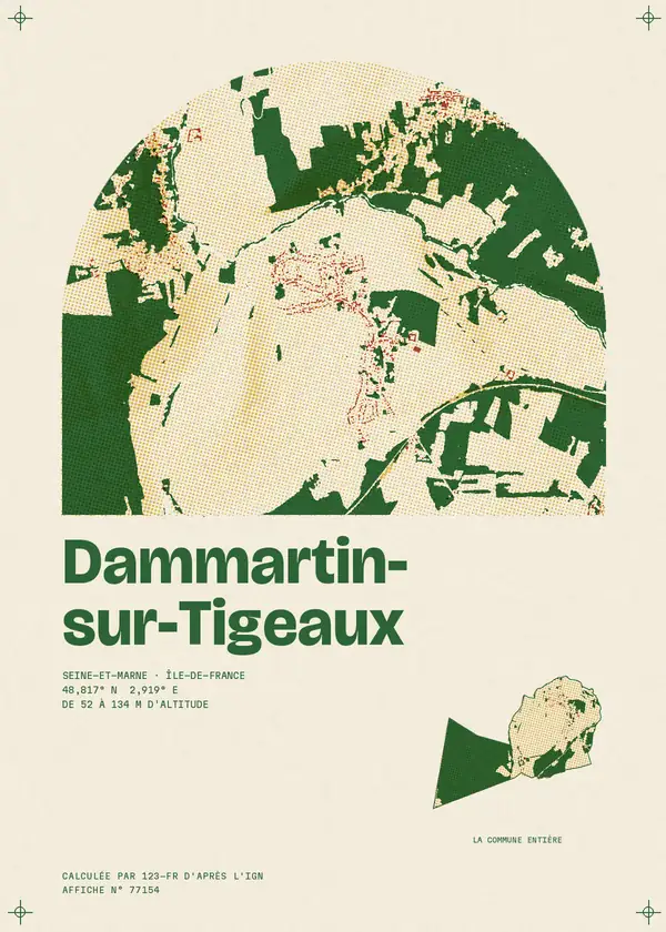 Affiche de Dammartin-sur-Tigeaux, calculée par 123-fr d'après l'IGN