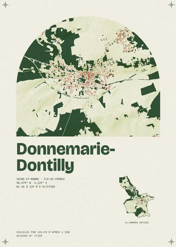 Affiche de Donnemarie-Dontilly, calculée par 123-fr d'après l'IGN