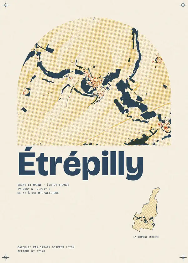 Affiche de Étrépilly, calculée par 123-fr d'après l'IGN