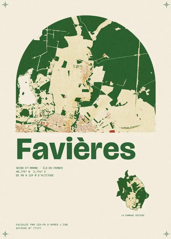 Affiche de Favières, calculée par 123-fr d'après l'IGN