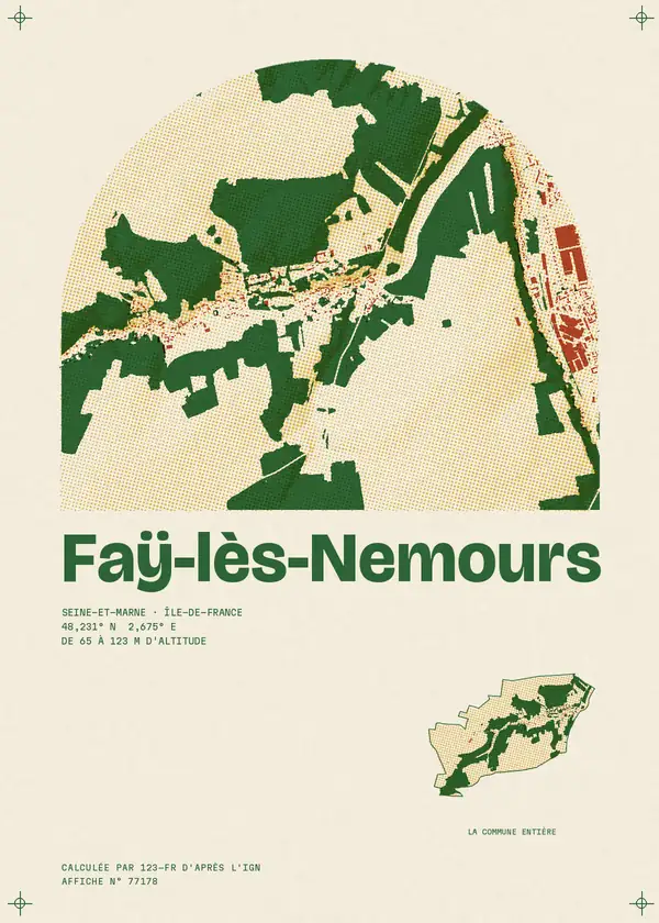 Affiche de Faÿ-lès-Nemours, calculée par 123-fr d'après l'IGN