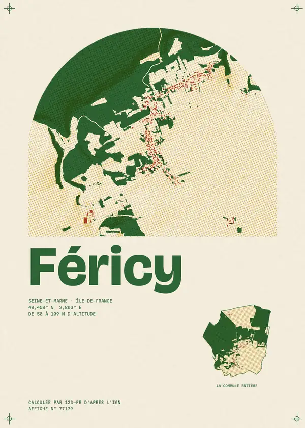 Affiche de Féricy, calculée par 123-fr d'après l'IGN