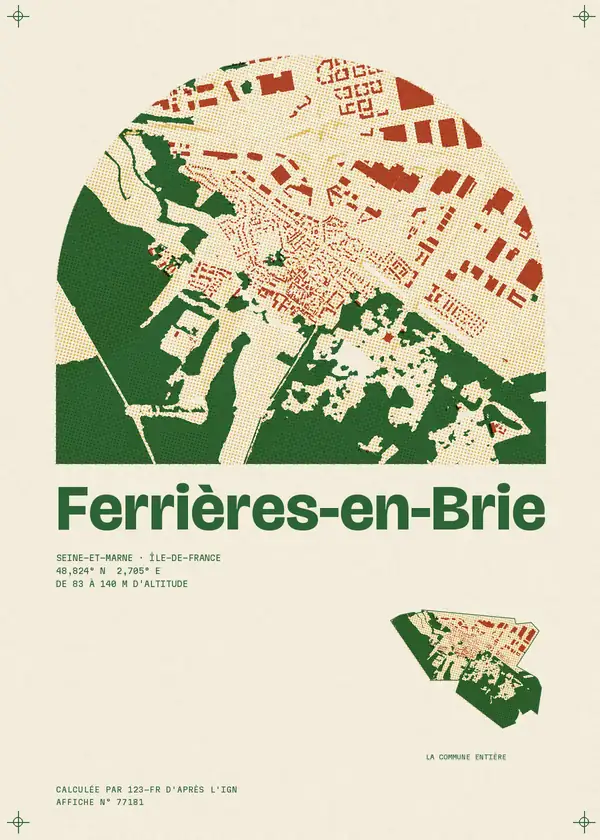 Affiche de Ferrières-en-Brie, calculée par 123-fr d'après l'IGN