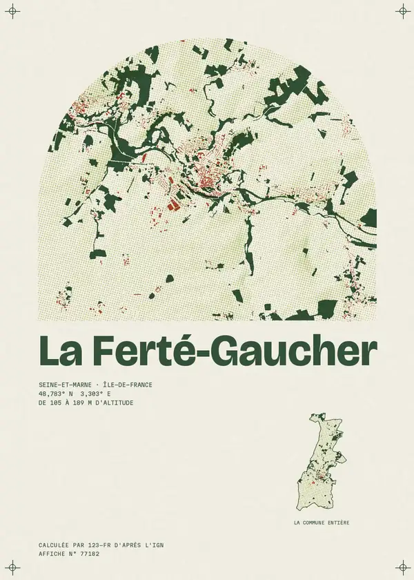 Affiche de La Ferté-Gaucher, calculée par 123-fr d'après l'IGN