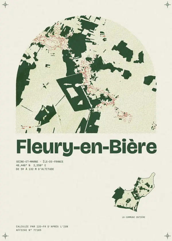Affiche de Fleury-en-Bière, calculée par 123-fr d'après l'IGN
