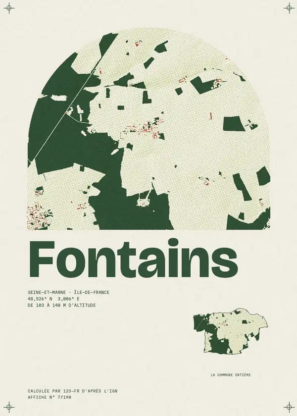 Affiche de Fontains, calculée par 123-fr d'après l'IGN