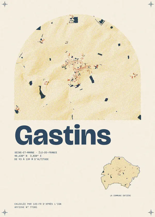 Affiche de Gastins, calculée par 123-fr d'après l'IGN