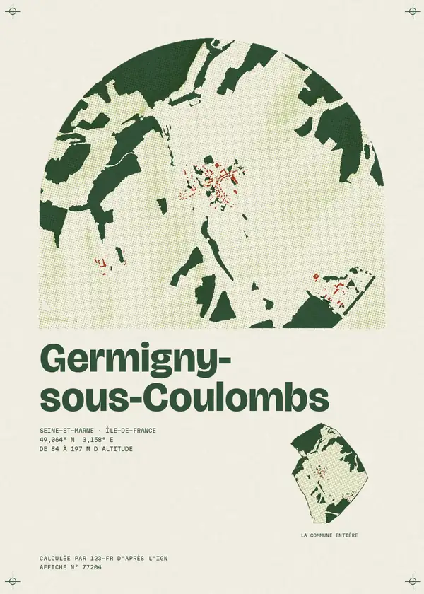 Affiche de Germigny-sous-Coulombs, calculée par 123-fr d'après l'IGN