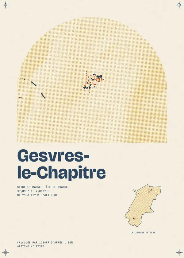 Affiche de Gesvres-le-Chapitre, calculée par 123-fr d'après l'IGN