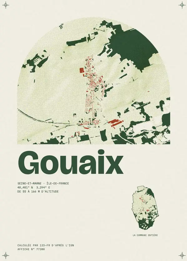 Affiche de Gouaix, calculée par 123-fr d'après l'IGN