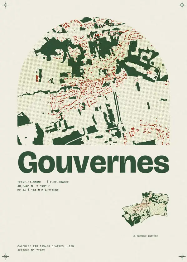 Affiche de Gouvernes, calculée par 123-fr d'après l'IGN