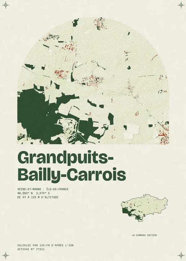 Affiche de Grandpuits-Bailly-Carrois, calculée par 123-fr d'après l'IGN