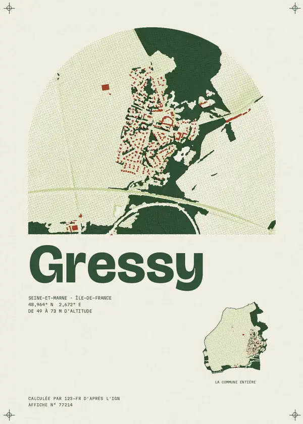 Affiche de Gressy, calculée par 123-fr d'après l'IGN