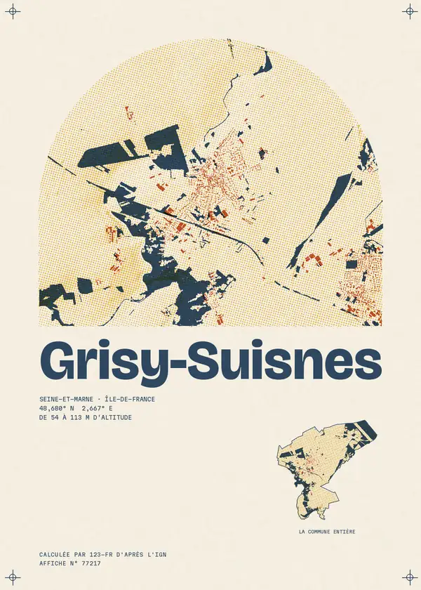Affiche de Grisy-Suisnes, calculée par 123-fr d'après l'IGN