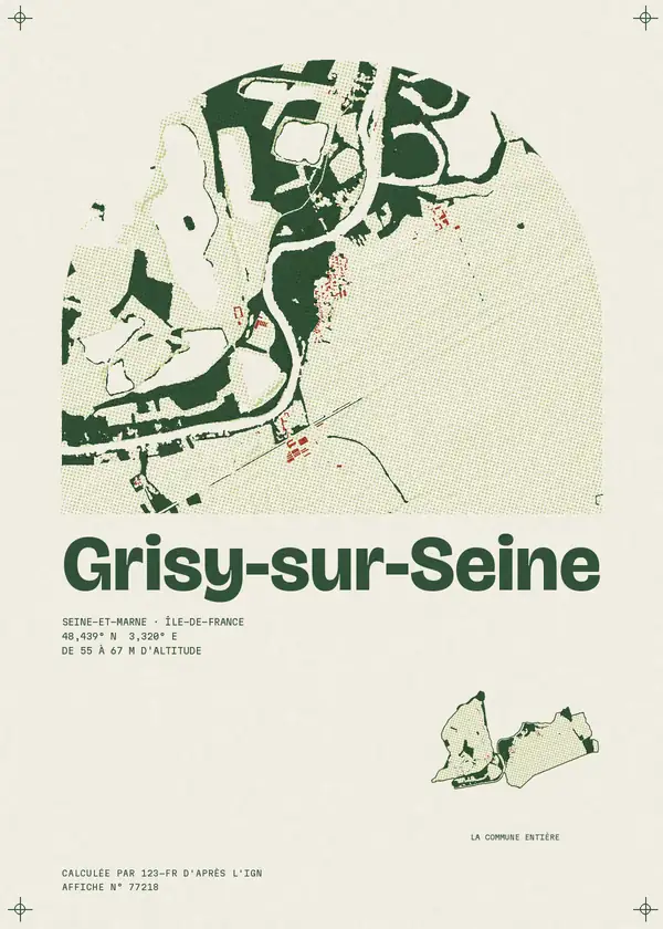 Affiche de Grisy-sur-Seine, calculée par 123-fr d'après l'IGN