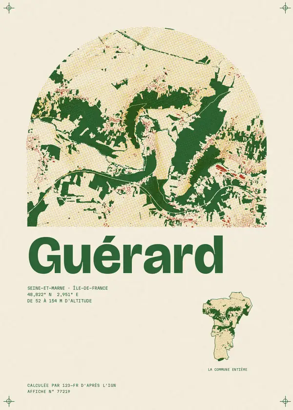 Affiche de Guérard, calculée par 123-fr d'après l'IGN