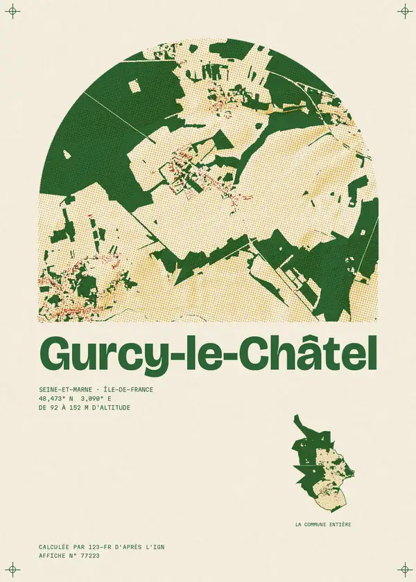 Affiche de Gurcy-le-Châtel, calculée par 123-fr d'après l'IGN