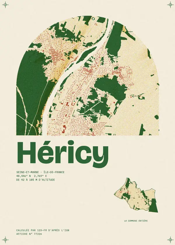 Affiche de Héricy, calculée par 123-fr d'après l'IGN