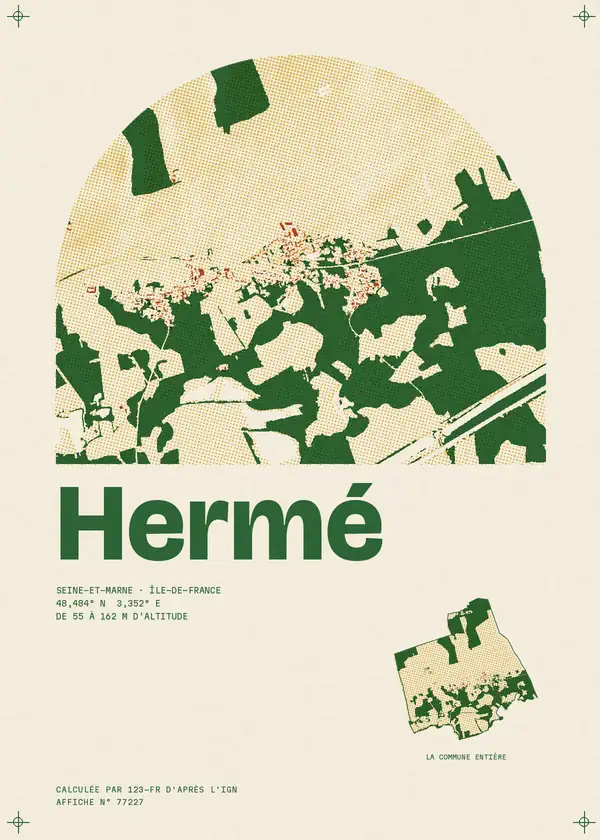 Affiche de Hermé, calculée par 123-fr d'après l'IGN