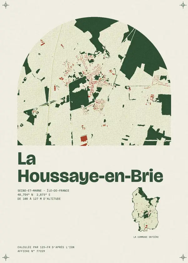 Affiche de La Houssaye-en-Brie, calculée par 123-fr d'après l'IGN