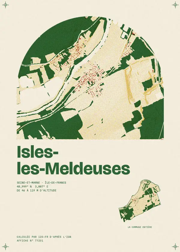 Affiche de Isles-les-Meldeuses, calculée par 123-fr d'après l'IGN