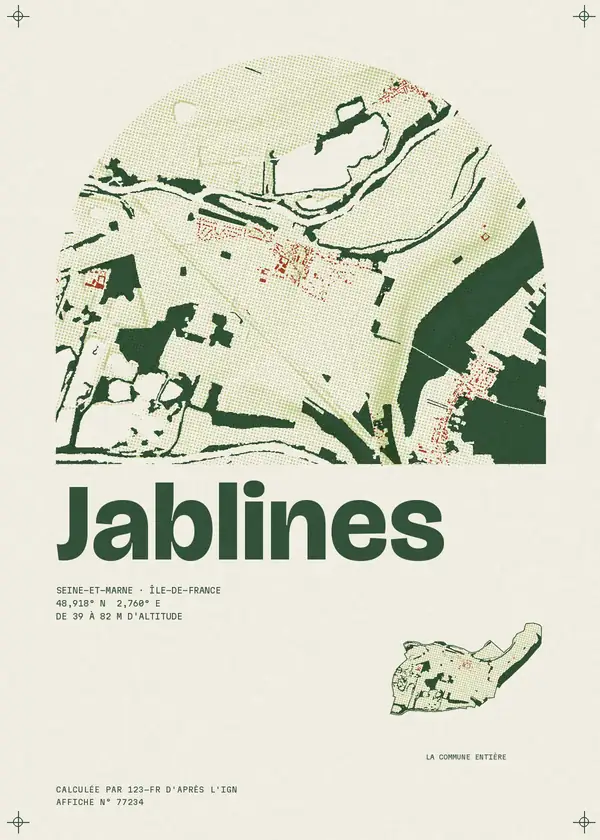 Affiche de Jablines, calculée par 123-fr d'après l'IGN