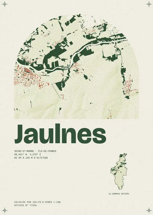 Affiche de Jaulnes, calculée par 123-fr d'après l'IGN